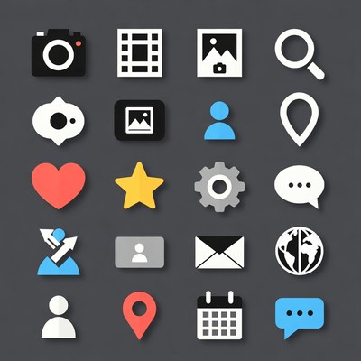Flat Social Media Icons Set