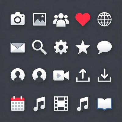 Flat Social Media Icons Set