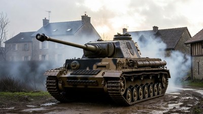 Panzer IV Tank in French Village