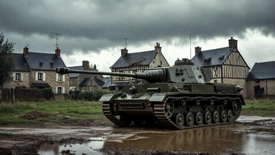 Panzer IV Tank in French Village