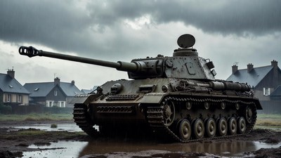 Panzer Tank in Muddy Field