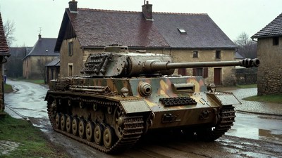 German Tiger Tank in French Village