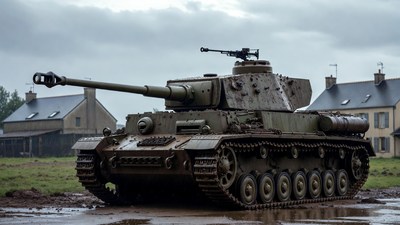Panzer IV Tank in Muddy Field