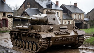 Panzer Tank in French Village