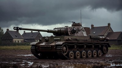 Panzer Tank in Muddy Field