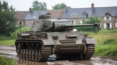 Panzer IV tank in French village