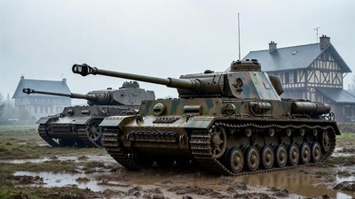 Two Tiger Tanks in Muddy Field