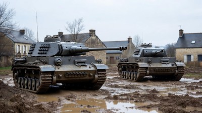 Two StuG III Tanks in Muddy Field