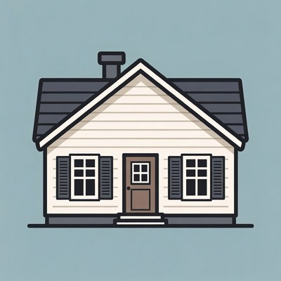 White house with shutters illustration