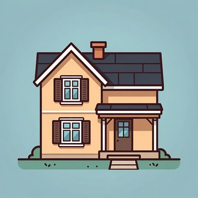 Cartoon House with Porch