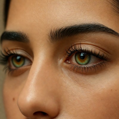Woman's green eyes close-up