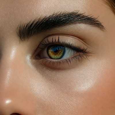 Close-up woman's hazel eyes