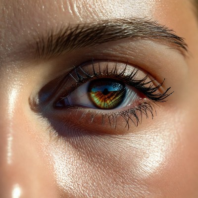 Close-up woman's hazel eye