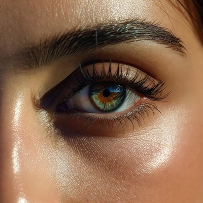 Close-up of woman's green eye