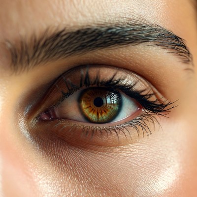 Close-up woman's hazel eye