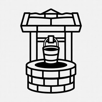 Line drawing of stone well
