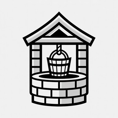 Cartoon Well with Bucket