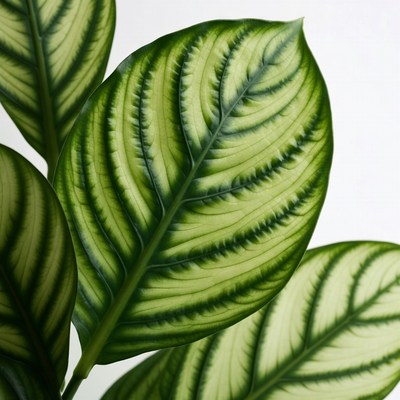 Variegated Calathea Leaves Closeup