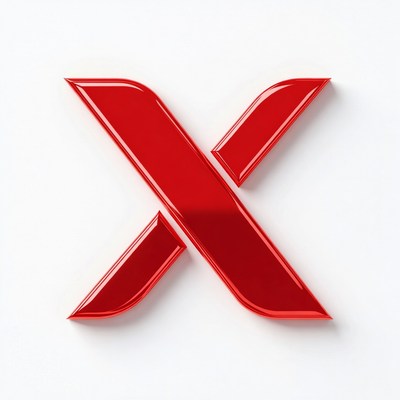 Shiny Red 3D Letter X
