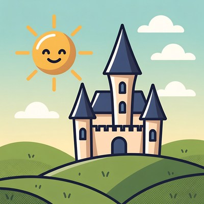 Sunny Castle on Green Hill