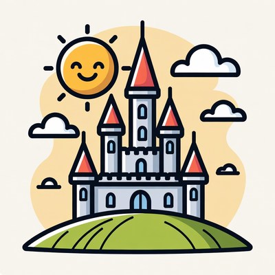 Sunny Castle on Green Hill