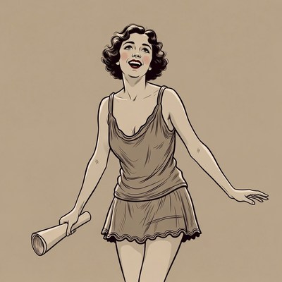 Vintage woman holding diploma