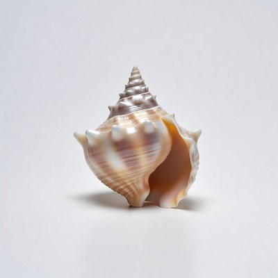 Open seashell on white background