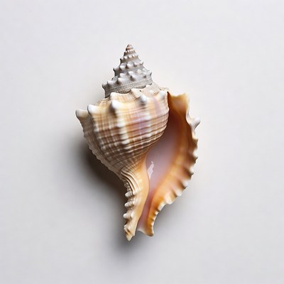 Large Conch Seashell on White Background