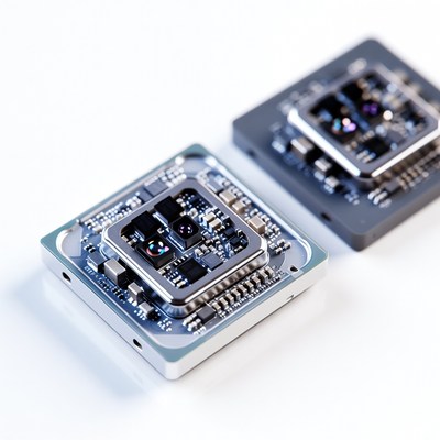 Two Camera Modules on White Background