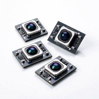 Four Camera Modules on White Background