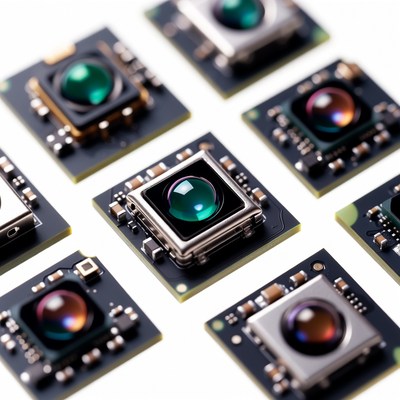 Multiple Camera Modules on White Background