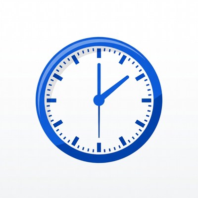 Blue Clock Showing 12:00