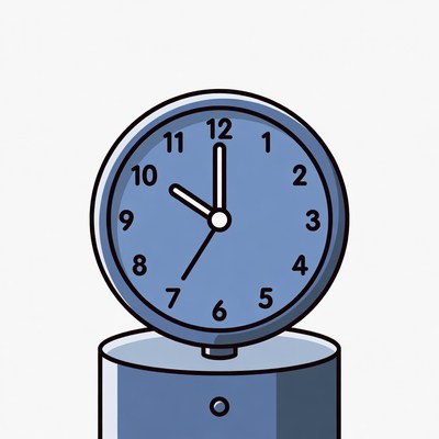 Blue Cartoon Clock Showing 12:05