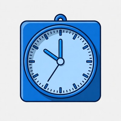 Blue Square Alarm Clock Illustration