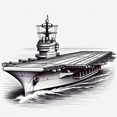 Aircraft Carrier Sailing at Sea