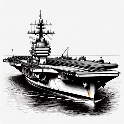 Aircraft Carrier Sailing at Sea