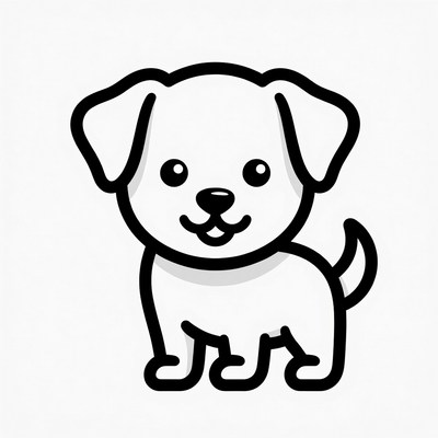 Cute puppy line art illustration