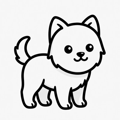 Cute cartoon kitten outline