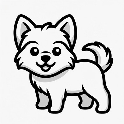 Cute cartoon puppy standing