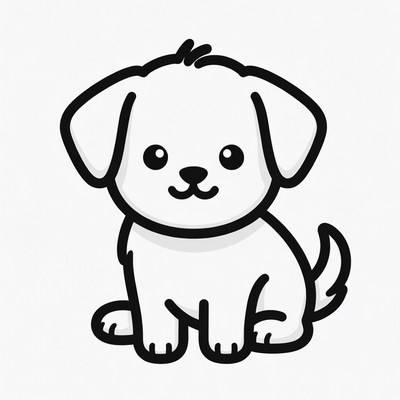 Cute puppy sitting illustration