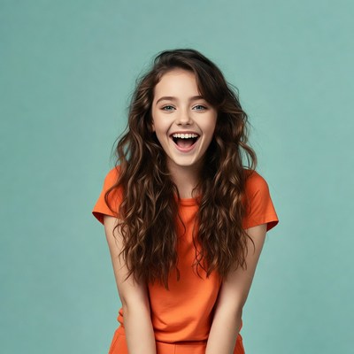 Smiling young woman with curly hair