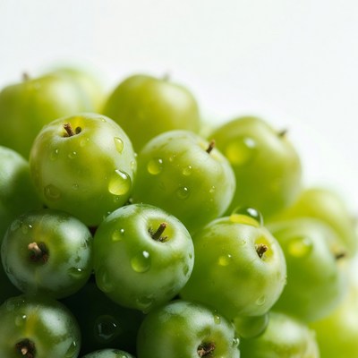 Fresh green grapes with water droplets