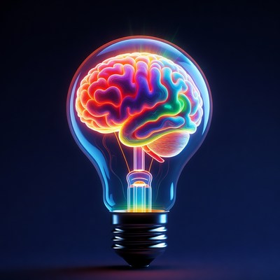 Colorful Brain Light Bulb