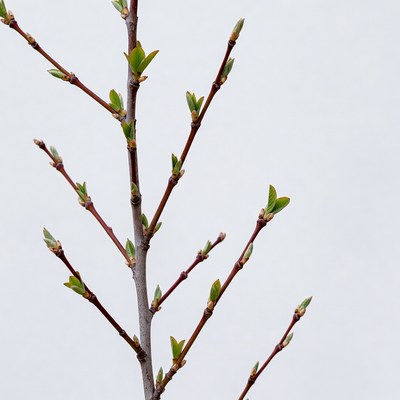 Red twig with fresh green buds