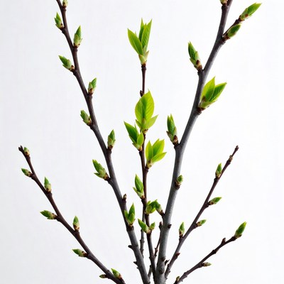 Fresh green buds on tree branches