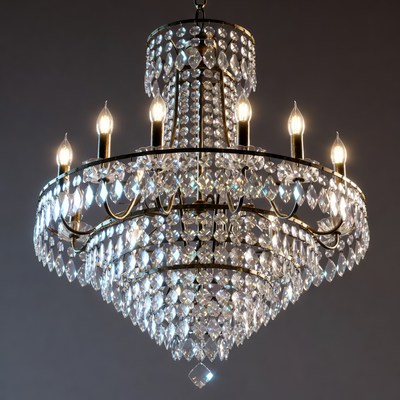 Crystal Chandelier with Lit Bulbs