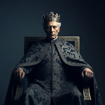 Elderly king on golden throne