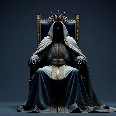 Hooded King on Golden Throne
