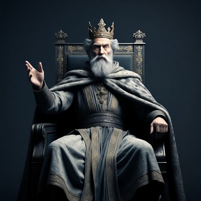 Elderly king on throne