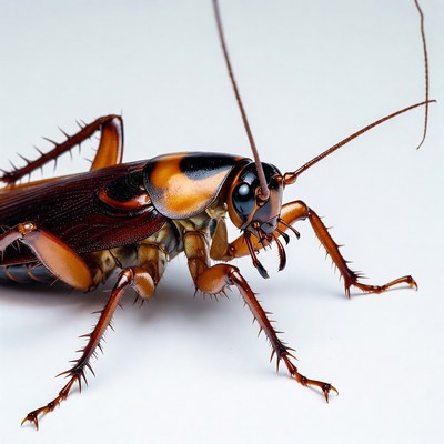 Large brown cockroach on white background